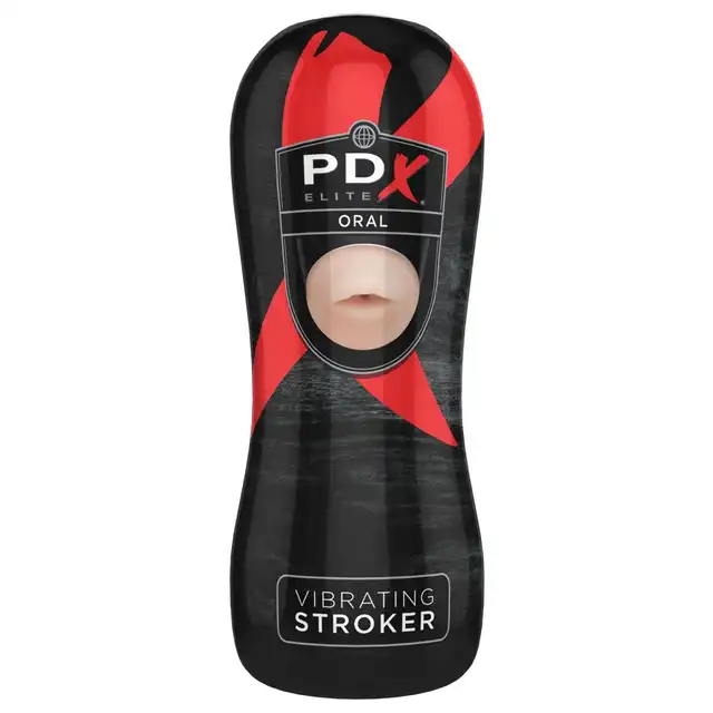 PDX Elite - Oral Vibrating Stroker. Realistyczne usta, rozciągliwa przyjemna w dotyku cyberskóra!  