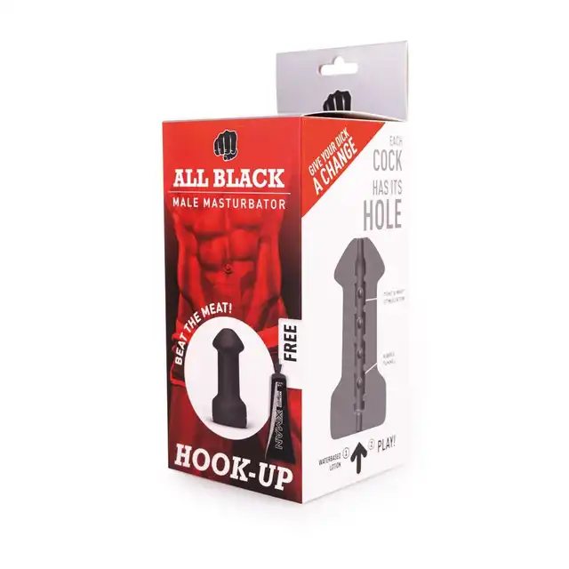 All Black - Hook-Up Masturbator. Super wygodny męski masturbator. Mocna i przyjemna stymulacja penisa. 