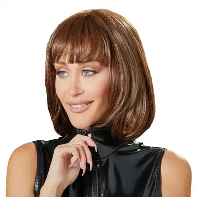 Cottelli Collection - Wig Bob. Brązowa peruka z modnym cięciem 28 cm