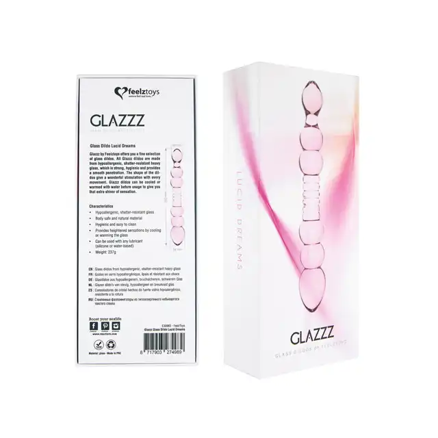 FeelzToys - Glazzz. Glass dildo lucid dreams. Szklane dildo z hipoalergicznego, odpornego na pęknięcia ciężkiego szkła.