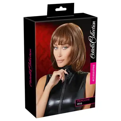 Cottelli Collection - Wig Bob. Brązowa peruka z modnym cięciem 28 cm