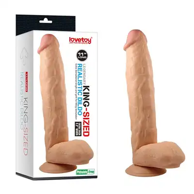 LoveToy - King Sized Dildo. Realistyczne duże dildo 29,5 cm długości, 5,6 cm szerokości! Cielisty, elastyczny. Mocna przyssawka!