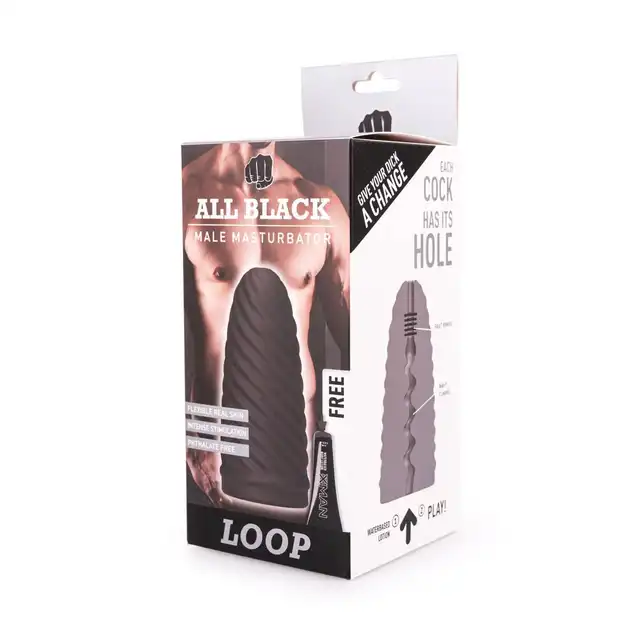All Black - Loop Masturbator. Ultra elastyczny, miękki i przyjemny w dotyku męski masturbator. 