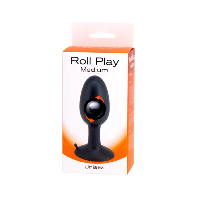 Roll Play - Korek analny. Rozmiar M. 10 cm x 3,5 cm. Korek analny z metalową kulką. 