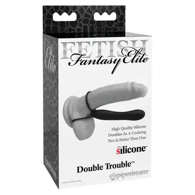 Fetish Fantasy Elite - Double Trouble. Pierścień na penisa połączony z dildem. Podwójna penetracja, stymulacja analna. Mega Sale!