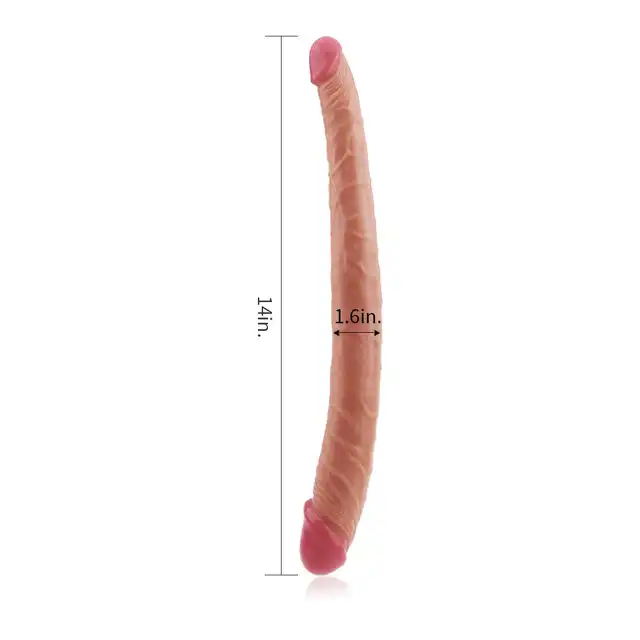 LoveToy - Double Dildo. 36 cm podwójne dildo, wspólna lub podwójna penetracja! Wysokiej jakości silikon, giętki i miły w dotyku.