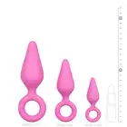 Easy Toys - Buttplugs With Pull Ring. Zestaw różowych wtyczek analnych. Idealne dla przyjemności i treningu!