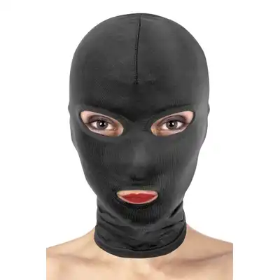 Fetish Tentation - Open Eyes and Mouth Hood. Maska na twarz z odkrytymi oczami i ustami. Oddychający materiał, miękki w dotyku. 