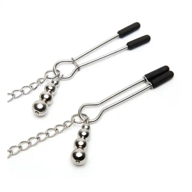 Fifty Shades of Grey - Play Nice Satin&amp;Lace Collar and Nipple Clamps. Obroża z klamerkami na sutki. 