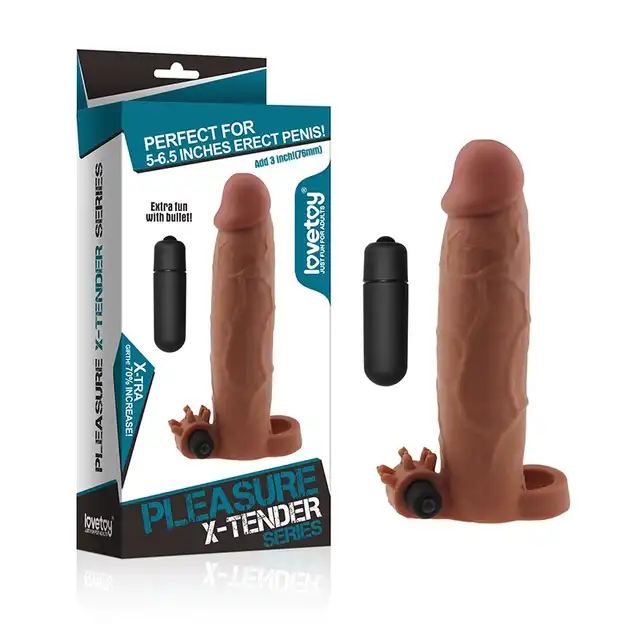 Lovetoy - Pleasure X-Tender 3" - Wibrująca nakładka na penisa ze stymulatorem łechtaczki. Niesamowite doznania!