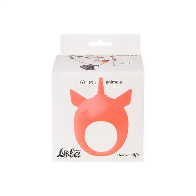Lola - Mimi Animals Collection Unicorn Alfie Orange. Słodki wibrujący, elastyczny ring na penisa! Wysoka jakość, uroczy design. 