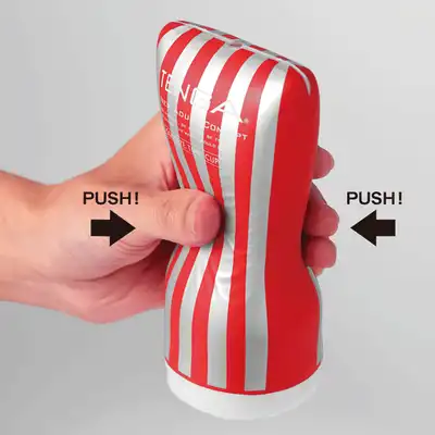 Tenga - Squeeze Tube Cup Medium. Nowoczesny masturbator z elastometru, super przyjemny w dotyku. Wygodny, regulacja ciśnienia. 