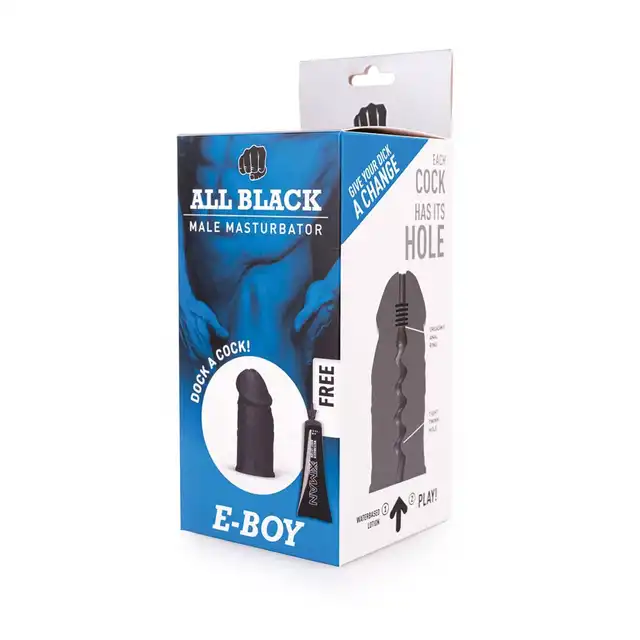 All Black - E-Boy Masturbator.  Super wygodny męski masturbator w ksztaałcie penisa. Mocna i przyjemna stymulacja penisa. 