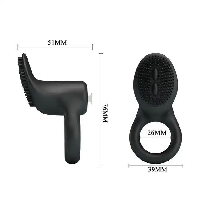 Pretty Love - Cobra.  100% Silikonowy ring erekcji ze szczoteczkę do łechtaczki. Mocne wibracje. Bestseller!