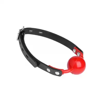 Master Series - The Hush Gag - Ball gag czerwony z regulowanym zapięciem