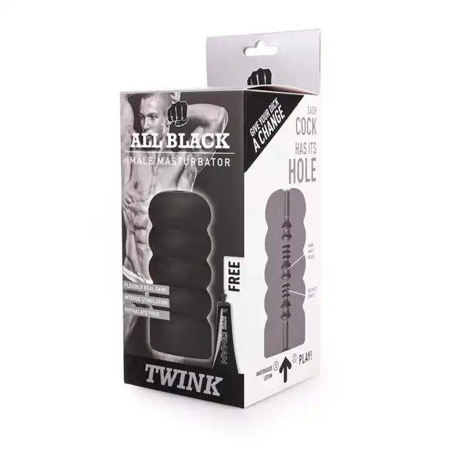 All Black - Twink Masturbator. Ultra gładki, hipoalergiczny i elastyczny materiał. Klasyczny masturbator - bestseller!