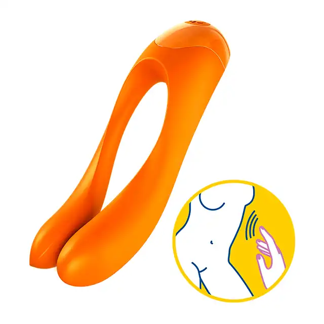 Satisfyer - Candy Cane Finger Vibrator Orange. Kompaktowy multi wibrator - nieskończone możliwości w niedużym, dyskretnym wibratorze. 