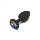 Anal Play by Toy Joy - Rainbow Booty Jewel Small. Mały silikonowy korek analny z mieniącym się diamencikiem. 2,5 cm x 7 cm. 