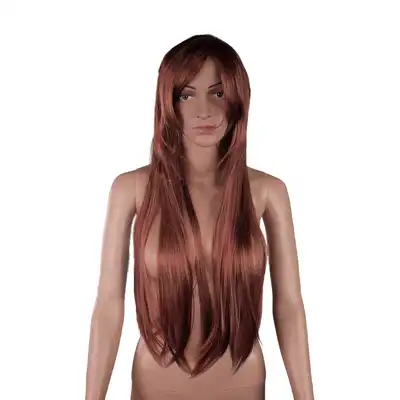 Wigs - Light Brown Wig. Peruka z grzywką jasny brąz ok. 100 cm długości