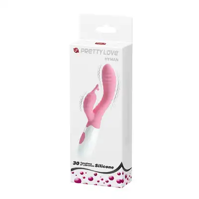Pretty Love - Hyman Pink. Różowy wibrator króliczek. Prążkowany silikonowy wibrator ze stymulatorem łechtaczki. Top produkt!