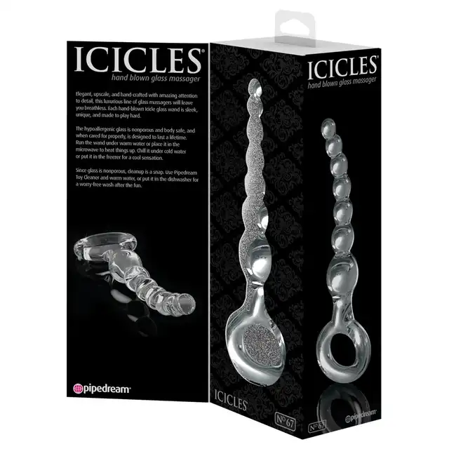 Icicles - No. 67. Szklane koraliki analne 20,5 cm. Najwyższej jakości szkło, możliwość zabawy temperaturą dla lepszej stymulacji!