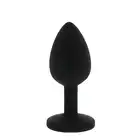 Dream Toys - Silicone Anal Plug with Diamond. Czarny silikonowy korek analny z fioletowym diamencikiem. Rozmiar S. 