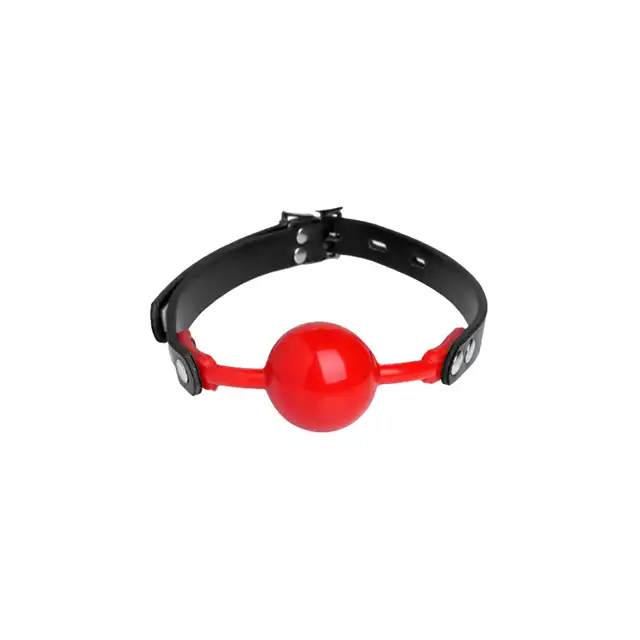 Master Series - The Hush Gag - Ball gag czerwony z regulowanym zapięciem