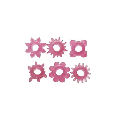 Timeless - Super Stretchy Rings 6pack. Zestaw stymulujących ringów erekcyjnych. Elastyczne, uniwersalny rozmiar, różne wypustki stymulujące. 
