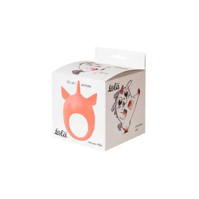 Lola - Mimi Animals Collection Unicorn Alfie Orange. Słodki wibrujący, elastyczny ring na penisa! Wysoka jakość, uroczy design. 