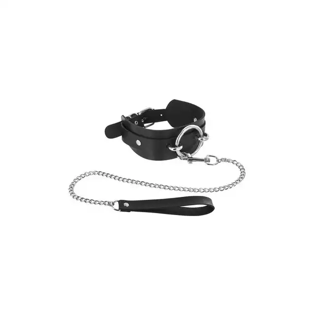 Fetish Tentation - Choker with Leash. Elegancka klasyczna obroża ze smyczą. 