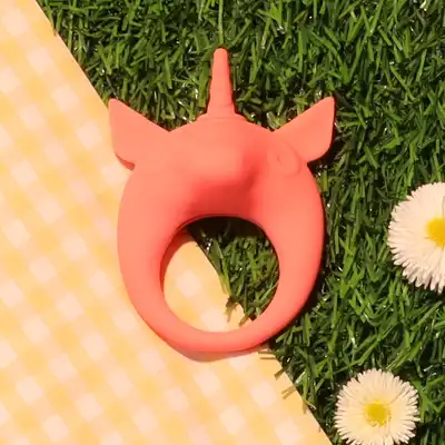 Lola - Mimi Animals Collection Unicorn Alfie Orange. Słodki wibrujący, elastyczny ring na penisa! Wysoka jakość, uroczy design. 