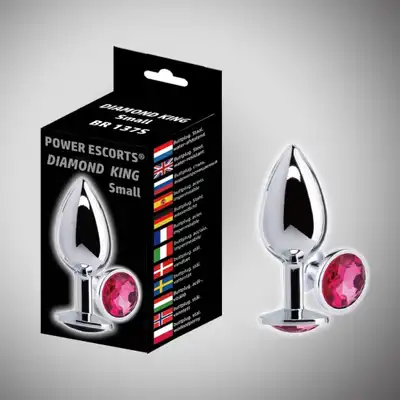 Power Escorts - Diamond Escorts Small. Stalowy plug analny z różowym diamentem. Najwyższej jakości materiał, 100% bezpieczne dla ciała.