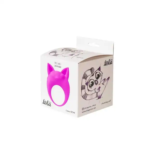 Lola - Mimi Animals Collection Lemur Remi Purple. Słodki wibrujący, elastyczny ring na penisa! Wysoka jakość, uroczy design. 