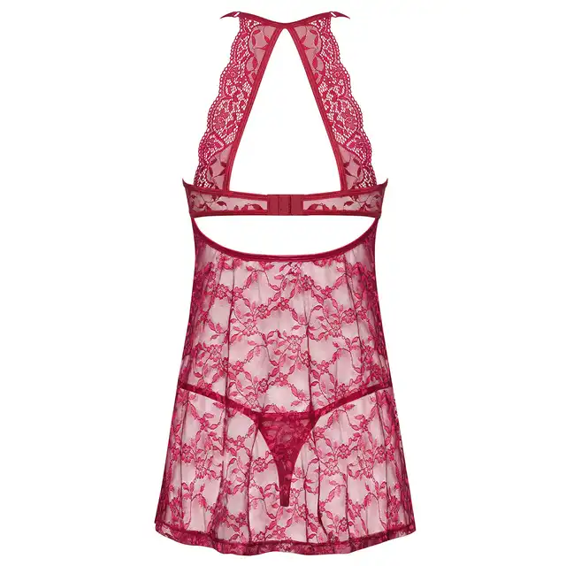 Obsessive - Ivetta komplet babydoll i stringi czerwona S/M