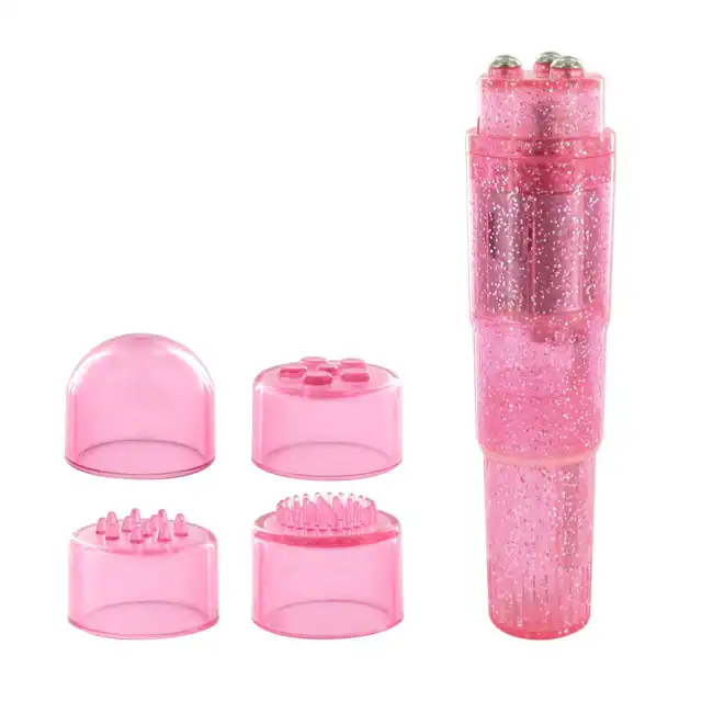 Lovers Premium - Pocket Rocket Massager Pink. Mini masażer z wymiennymi końcówkami. 