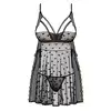 Obsessive - Heartia babydoll czarna w serduszka. Rozmiar S/M.