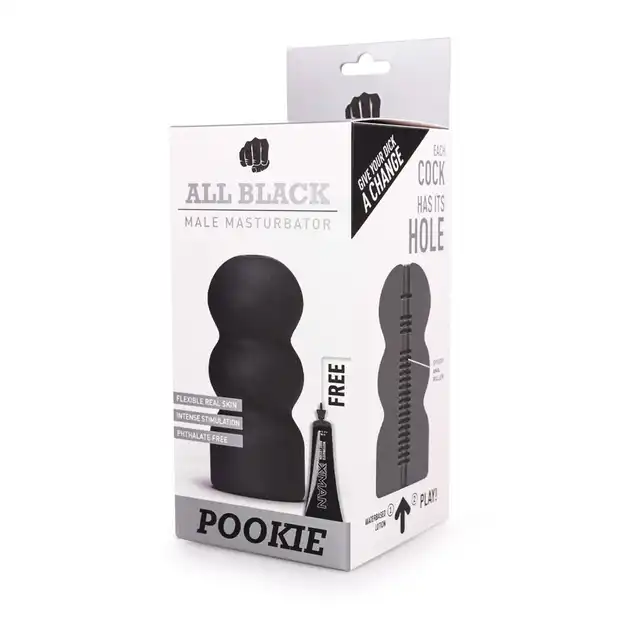 All Black - Pookie Masturbator. Męski masturbator - real skin! Intensywnie stymulujący. 