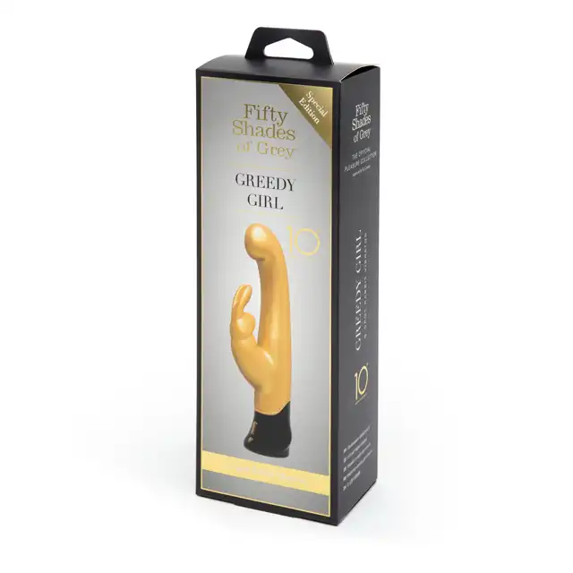 Fifty Shades of Grey - Greedy Girl G-Spot Rabbit Vibrator Gold. Złoty króliczek do różnej stymulacji! Dociera do punktu G!