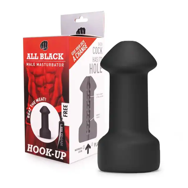 All Black - Hook-Up Masturbator. Super wygodny męski masturbator. Mocna i przyjemna stymulacja penisa. 
