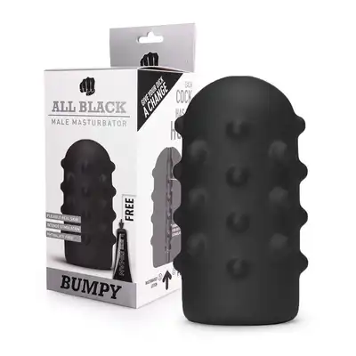 All Black - Bumpy Masturbator. Super masturbator, dyskretny i elastyczny. Czarna klasyka. 