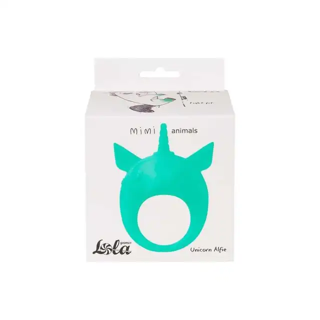 Lola - Mimi Animals Collection Unicorn Alfie Green. Słodki wibrujący, elastyczny ring na penisa! Wysoka jakość, uroczy design. 