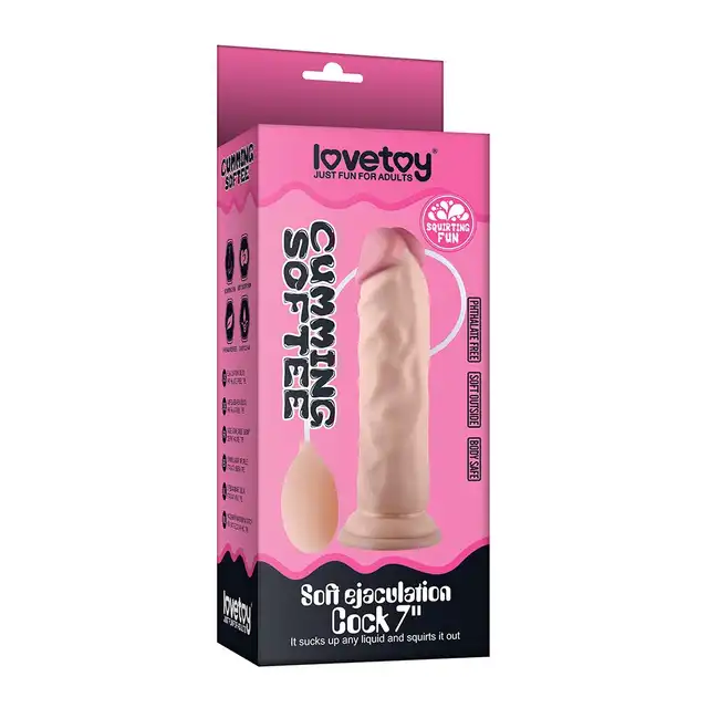 LoveToy - Squirting Dildo 8,5". Realistyczne dildo w kolorze cielistym z wytryskiem. Bestseller! Mocna przyssawka.