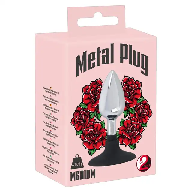 You2Toys - Metal Plug M. Średniej wielkości metalowy plug analny z silikonową podstawą. Bezpieczny, wygodny, wysokiej jakości.