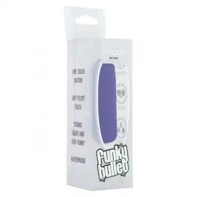 ToyJoy - Funky Bullet. Purpurowy mini wibrator wysokiej jakości. Pokryty aksamitnym silikonem.  
