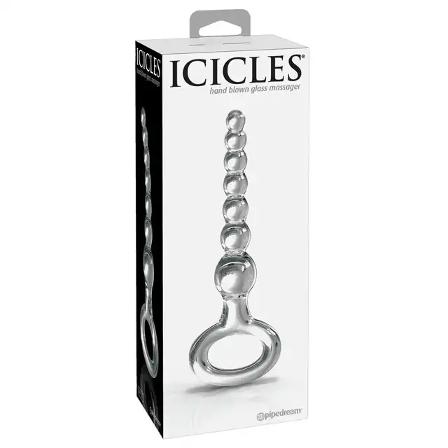 Icicles - No. 67. Szklane koraliki analne 20,5 cm. Najwyższej jakości szkło, możliwość zabawy temperaturą dla lepszej stymulacji!