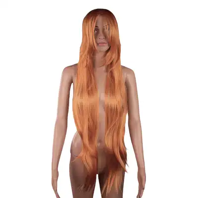 Wigs - Ginger Straight Wig. Bardzo długa ruda peruka z delikatną grzywką ok. 100 cm 