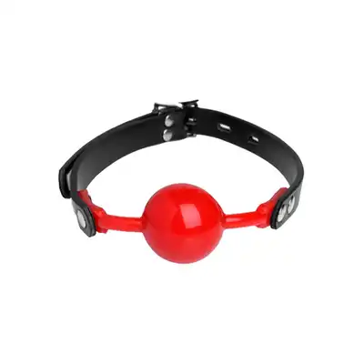 Master Series - The Hush Gag - Ball gag czerwony z regulowanym zapięciem