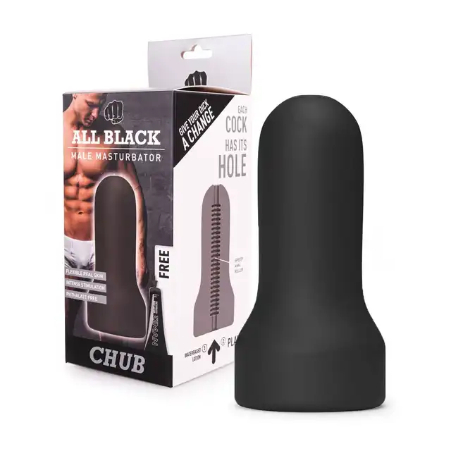 All Black - Chub Masturbator. Dyskretny, elastyczny masturbator. Giętki, wygodny w utrzymaniu. 