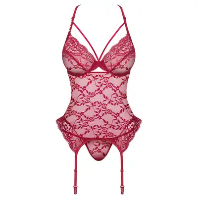 Obsessive - Ivetta komplet gorset i stringi czerwony S/M
