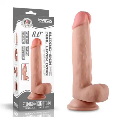 LoveClonex - Sliding Skin 8". Super giętkie, elastyczne dildo z najwyższej jakości cyberskóry. 21 cm długości, 4 cm grubości.